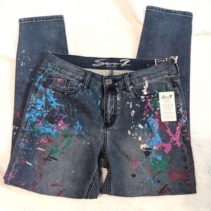 Women's Paint Splattered Seven Jeans